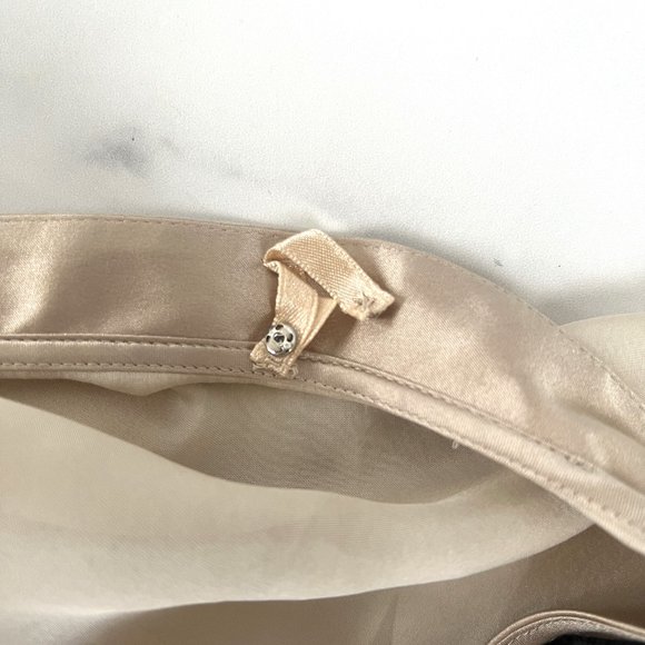 NEW WHBM Silk Stretch Cascading Ruffle Blouse Top, Champagne Shell, Size 12 - Picture 10 of 14